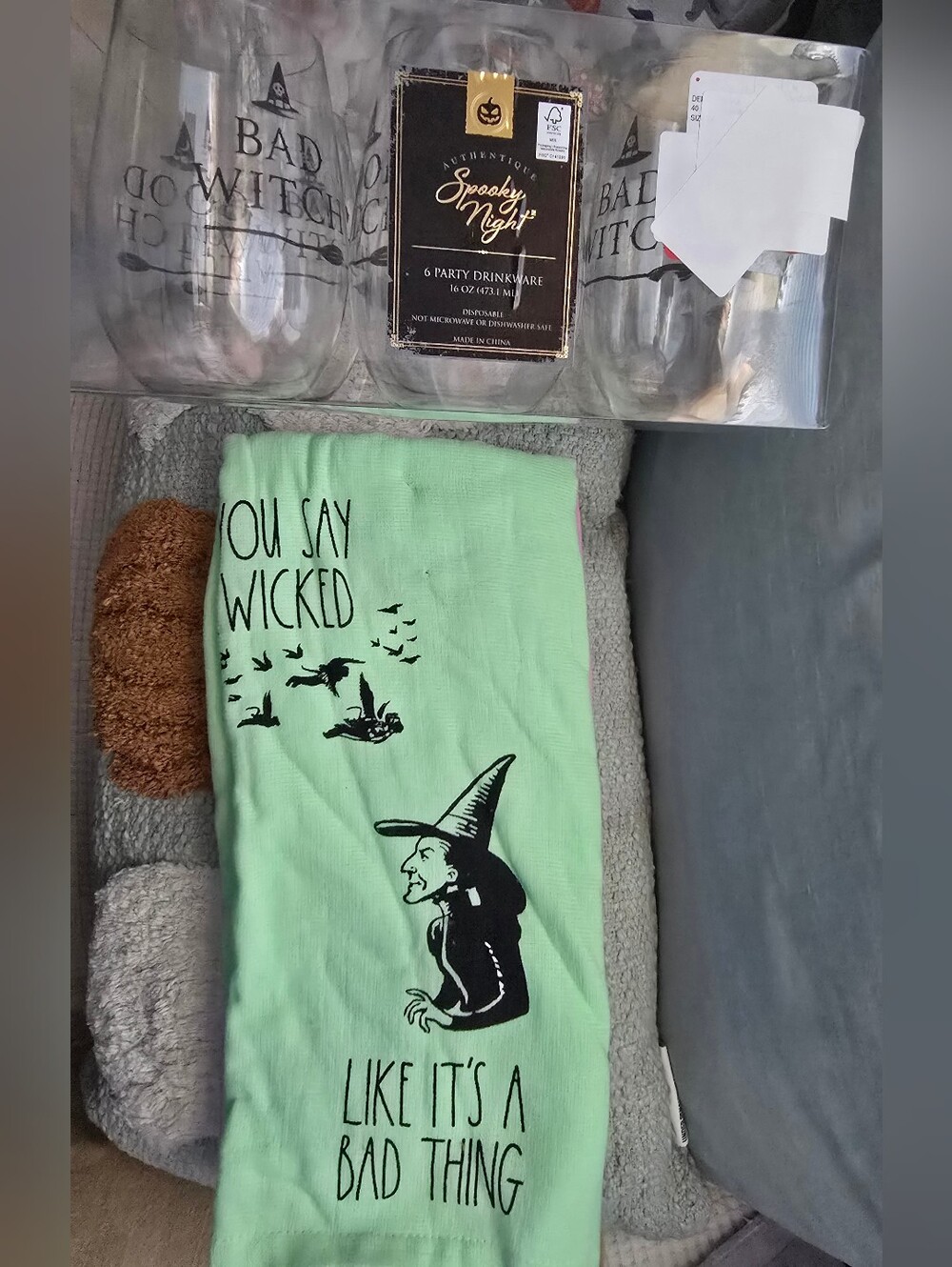 Wicked Kitchen Towels Halloween Wine Glasses Witch - Set of 6
